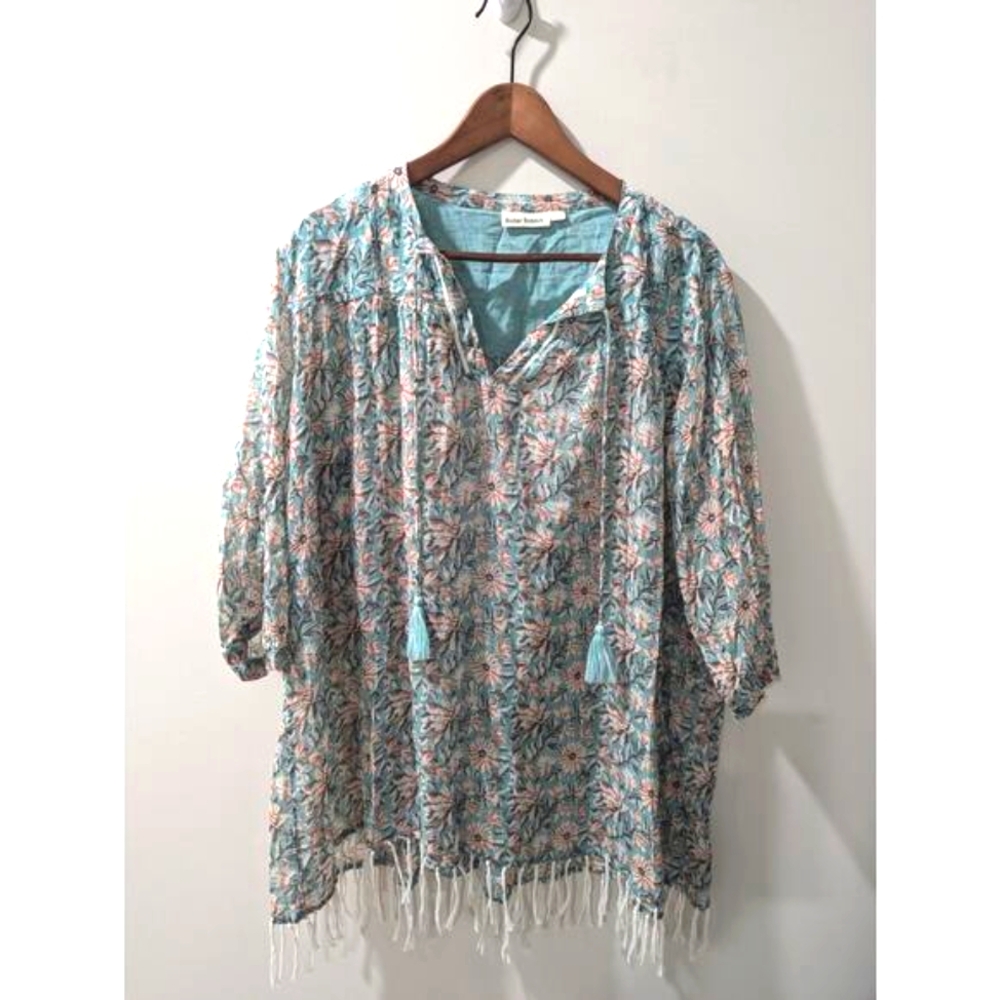 Roller Rabbit Floral Tassel Tunic Top